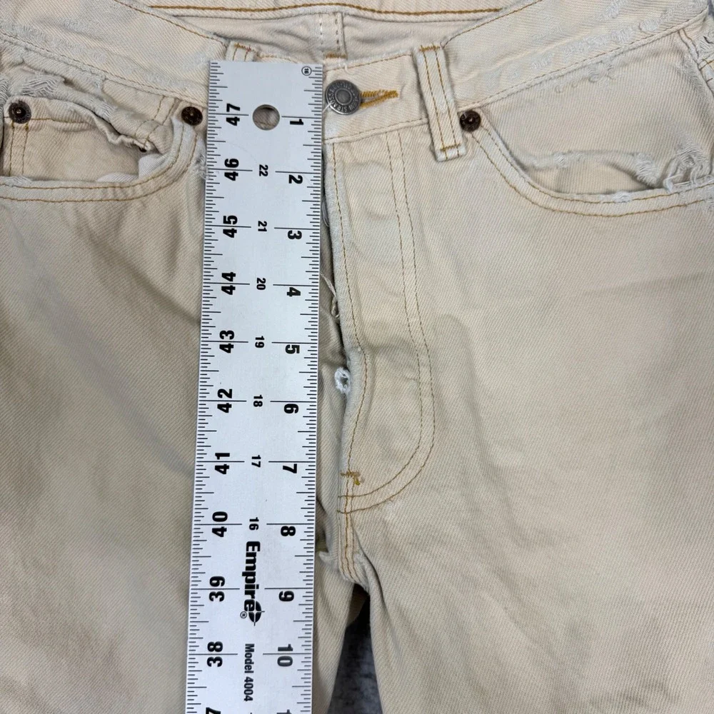 80's Levis 501 Vintage Mens Distressed Straight Leg Button Fly Tan Jeans 27x30